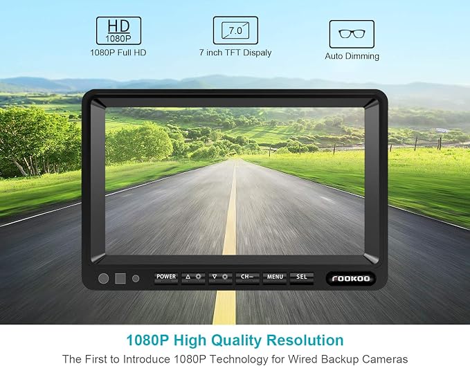 FOOKOO Ⅱ HD Backup Camera System Kit, Sharp CCD Chip, 100% Not Wash Up - Image 2
