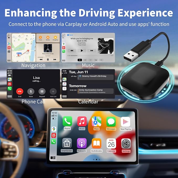 Leadtree 2 in 1 CarPlay Dongle, Convert Wired to Wireless, Wireless CarPlay - Image 3