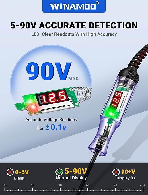 Test Light Automotive 5-90V Digital LED Circuit Tester - Image 2