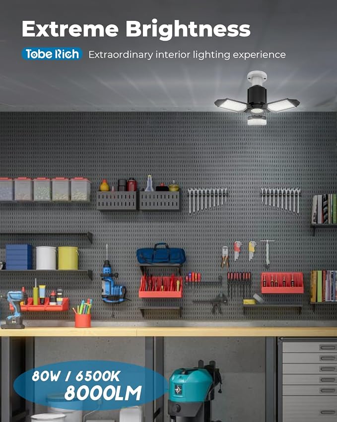 LED Garage Lights 4 Pack, 8000LM Shop Lights - Image 2