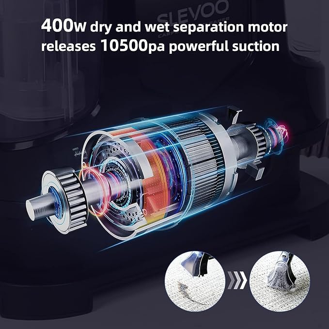 Carpet Cleaner Machine 10.5Kpa Strong Suction, 400W Powerful Motor, Portable - Image 3