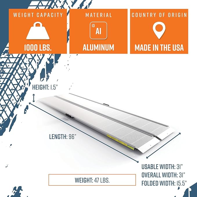 EZ-ACCESS Traverse 8 Foot Durable Aluminum Singlefold Edgeless Curbless - Image 3