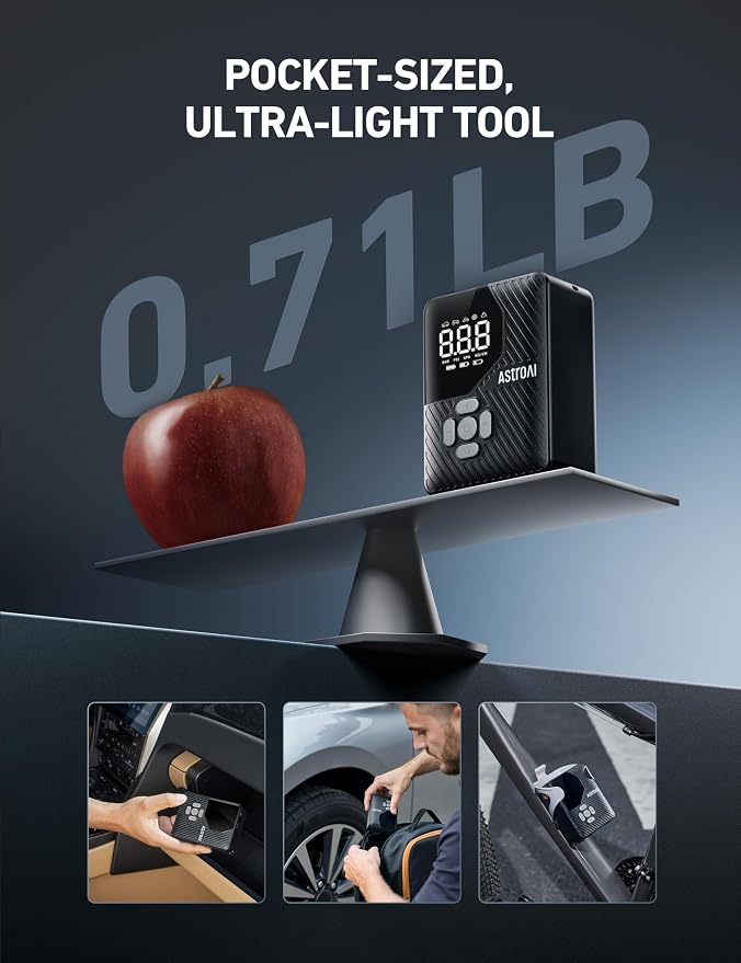 AstroAI L7 Mini Tire Inflator Portable Air Compressor, 150 PSI Cordless Car - Image 2