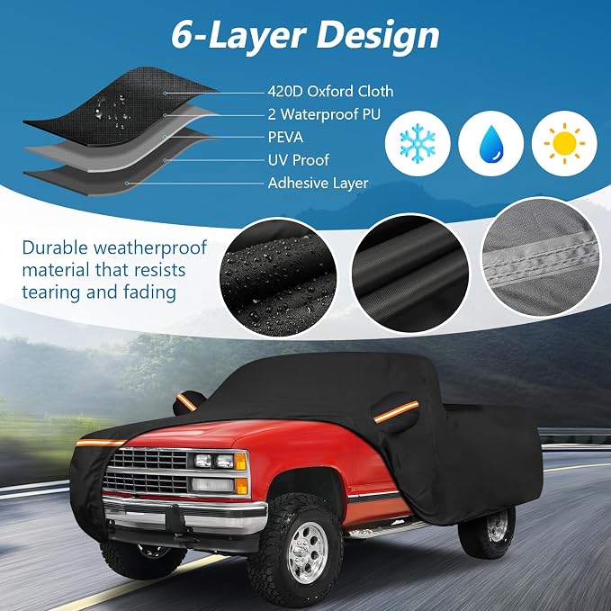 Car Cover for Chevrolet C/K 1500/2500/3500 1988-1999, Waterproof 210D Oxford - Image 2