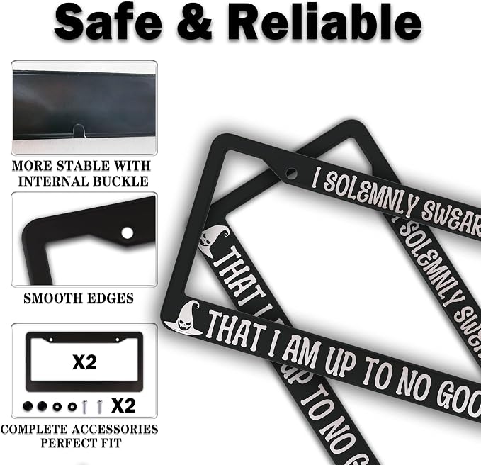 License Plate Holder Black and White License Plate Frames I Solemnly Swear That - Image 4