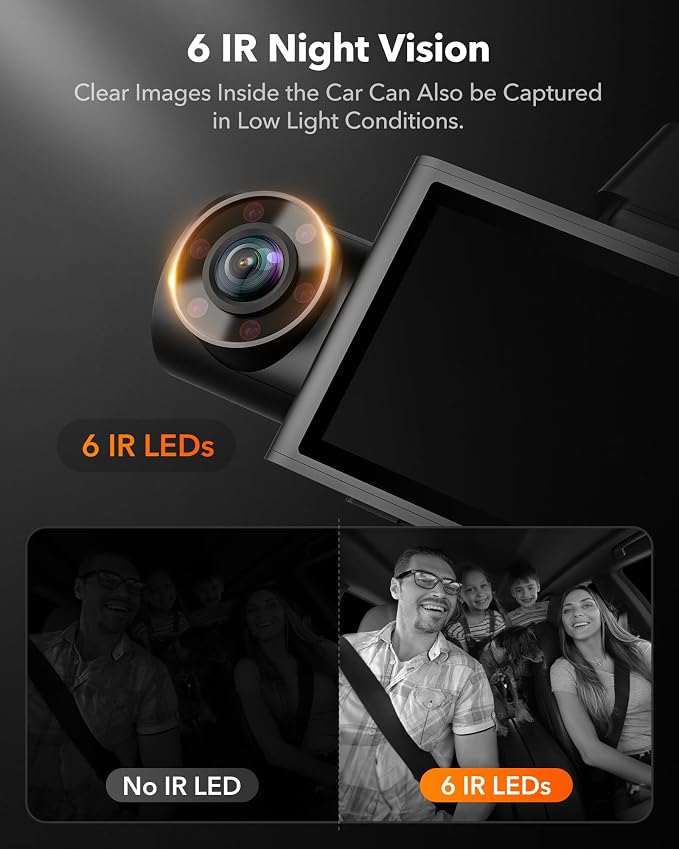 WOLFBOX i07 3 Channel Dash Cam Built-in WiFi GPS, 4K Dash Camera Front and - Image 4