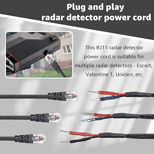 16.5" Radar Detector Hardwire Power Cord Mirror Wire Plug Tap Set - Image 5