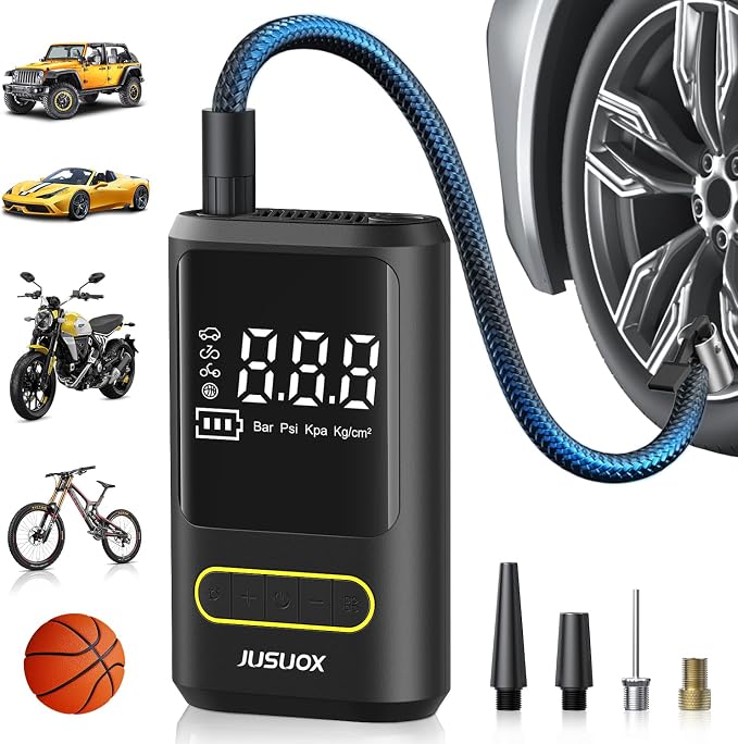 Tire Inflator Portable Air Compressor, Electric Bike Pump by JUSUOX
