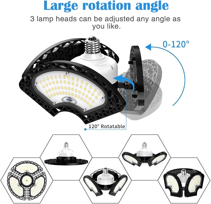 LED Garage Light 80W Deformable LED Ceiling Lights 12000 Lumens Led Shop Lights - Image 2