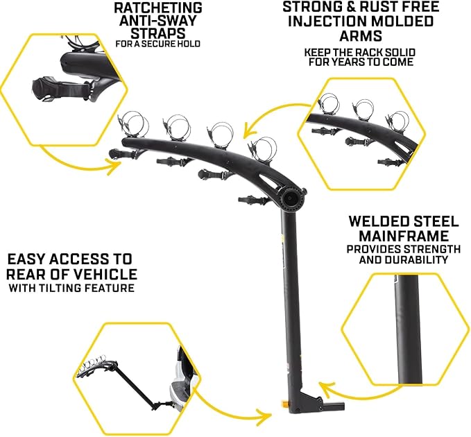Saris Bones 4-Bike Hitch Rack Bicycle Carrier, - Image 5