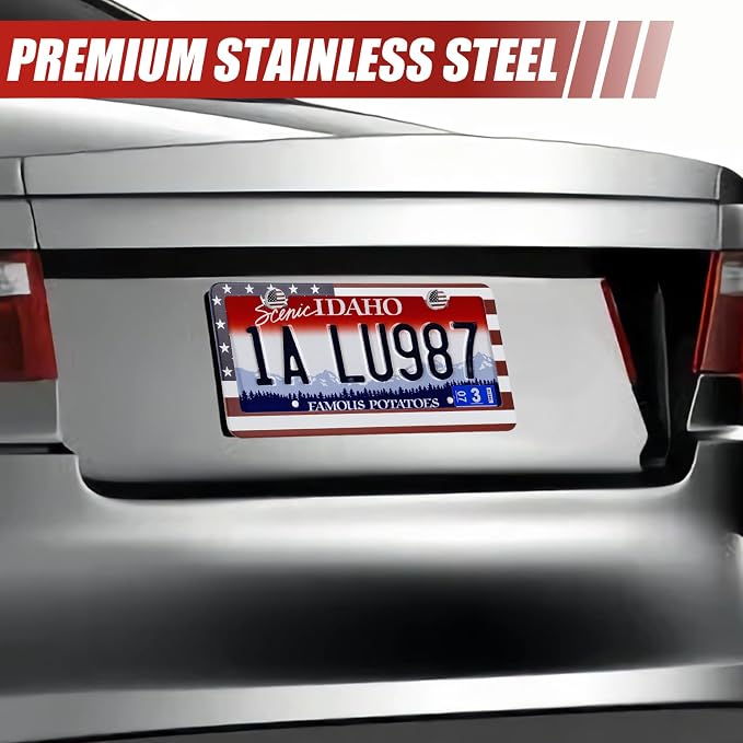 2 Pack License Plate Frames, Stainless Steel Car License Plate Cover Car - Image 6