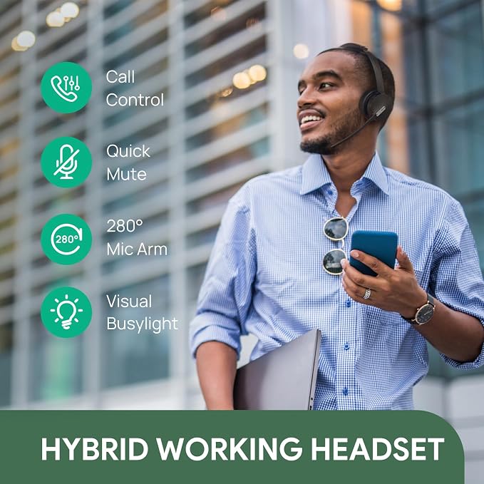 Yealink WH64 Hybrid DECT& Bluetooth Wireless Headset, 492ft Range Mono Teams UC - Image 5