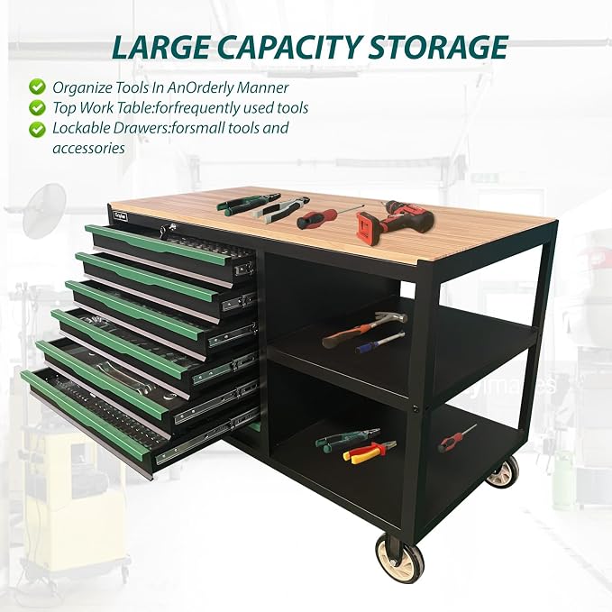 7-Drawers Professional Tool Cart Cabinet, Rolling Tool Chest - Image 6
