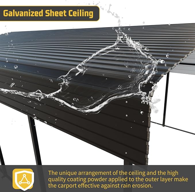 Metal Carport 10 * 15 FT with Enhanced Base Heavy Duty Garage with Galvanized - Image 3