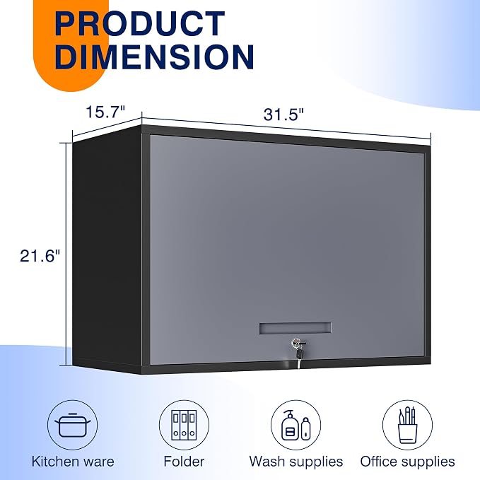Yizosh Metal Wall Cabinet with Doors and Shelves, Wall Mounted Storage Cabinet - Image 3