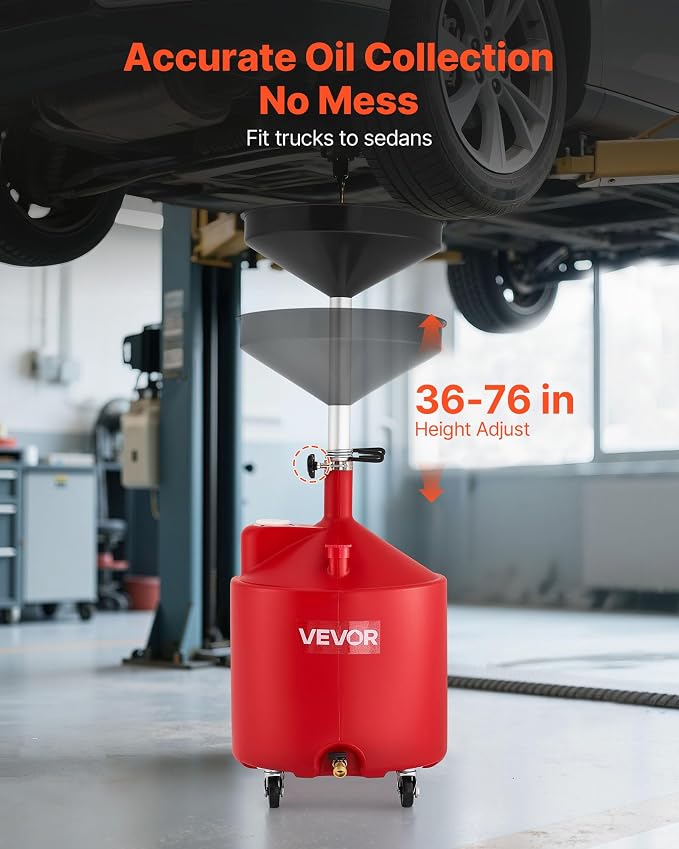 VEVOR 18 Gallon Waste Oil Drain Tank, Industrial Fluid Drain Tank - Image 2