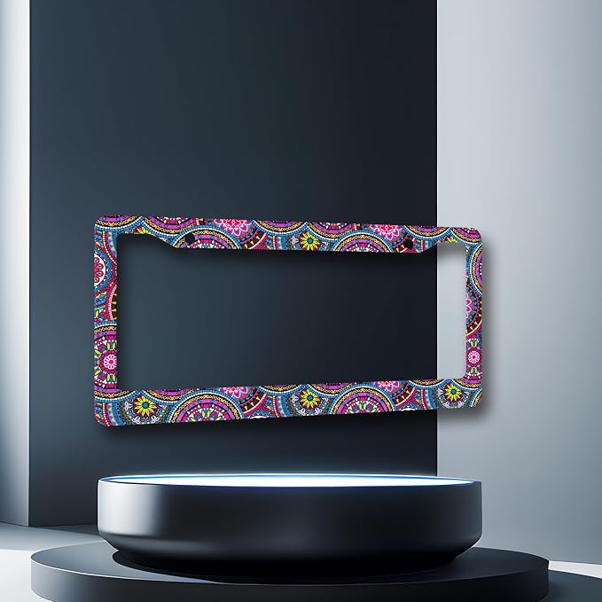 Purple Mandala License Plate Frame Hippie Boho License Plate Holder Stainless - Image 3