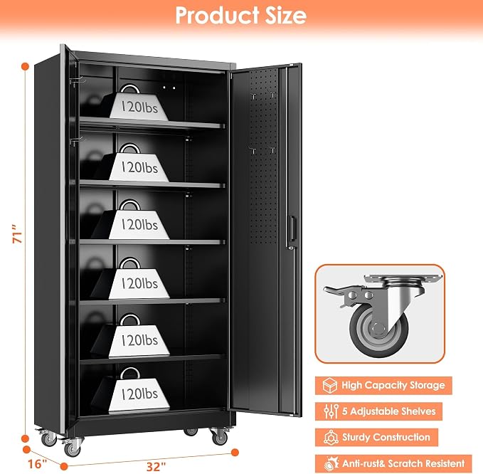 71" H×32" W×16" D Garage Storage Cabinet - Image 3