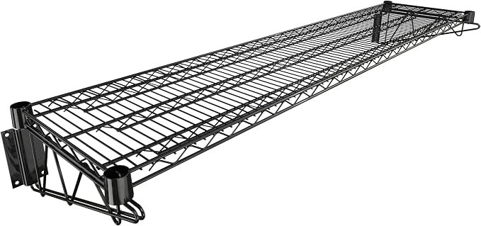 14" x 60" Black Epoxy Wire Wall Mount Shelf by Krollen+Industrial