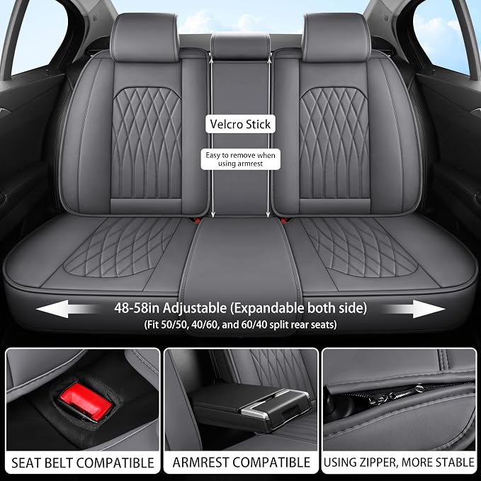 WELLDO Car Seat Covers Full Set, Faux Leather Seat Covers - Image 5
