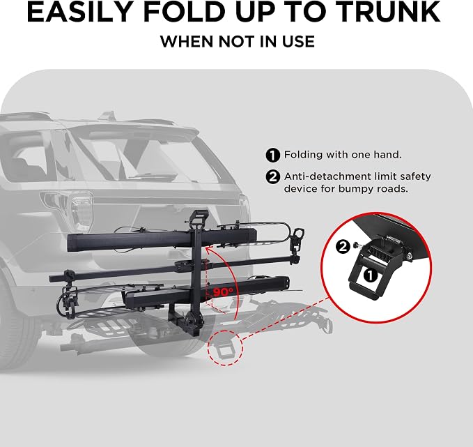 Rockland Foldable 2-Ebike Rack, 200 lbs Capacity, Hitch Mount Electric Bike Rack - Image 7