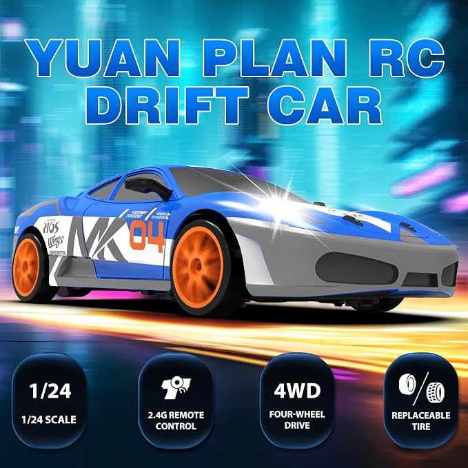 RC Drift Car 2.4GHz 1:24 Scale 4WD Remote Control Car 15KM/H High Speed - Image 2