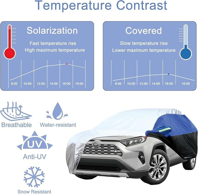 Car Cover for SUV Waterproof All Weather Snowproof UV Windproof Outdoor Full - Image 3