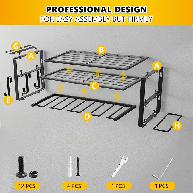 Power Tool Organizer Wall Mount, battery storage rack, Heavy Duty Iron Material - Image 4