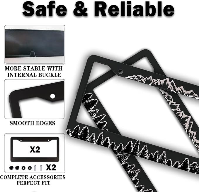 Car Plate Frames Black and White License Plate Bracket The Mountains are - Image 4