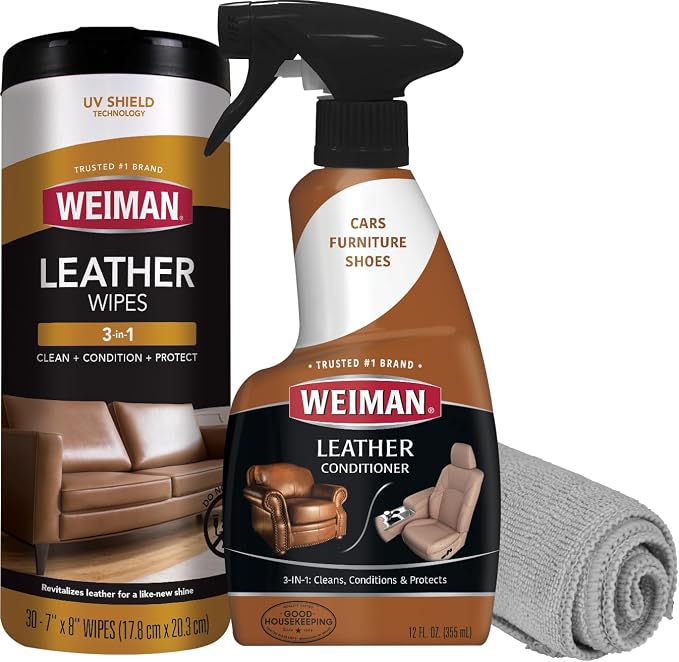 Weiman Leather Cleaner & Conditioner Care Kit | Restores Leather Surfaces | by Weiman