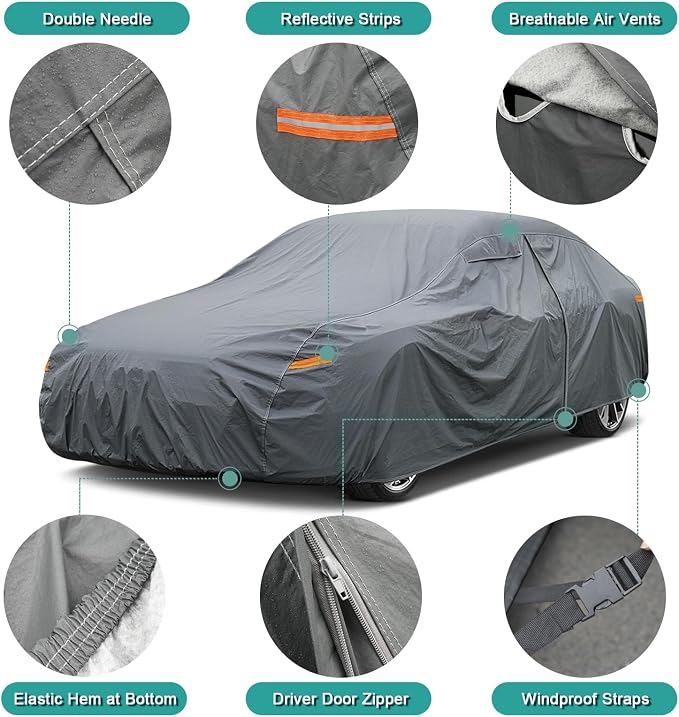 16 Layers Large SUV Car Cover Waterproof All Weather Heavy Duty, Universal Fit - Image 3