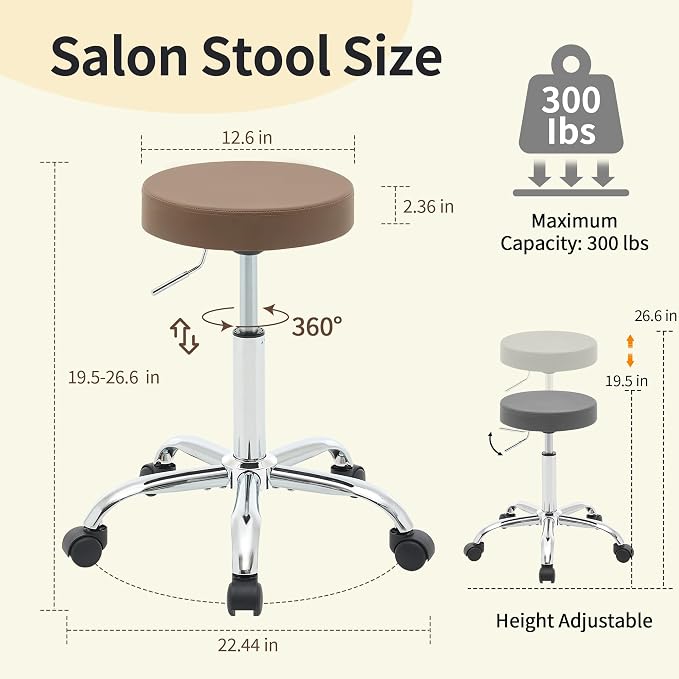 Salon Rolling Chair, Adjustable Stools - Image 2