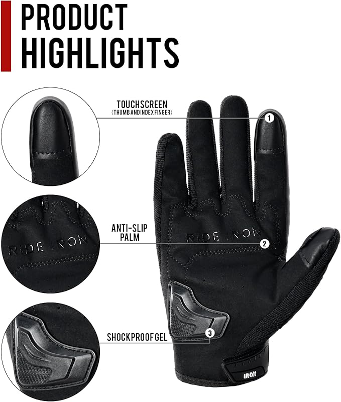 BORLENI Motorcycle Gloves Motorbike Glove Full Finger Knuckle Protection - Image 8