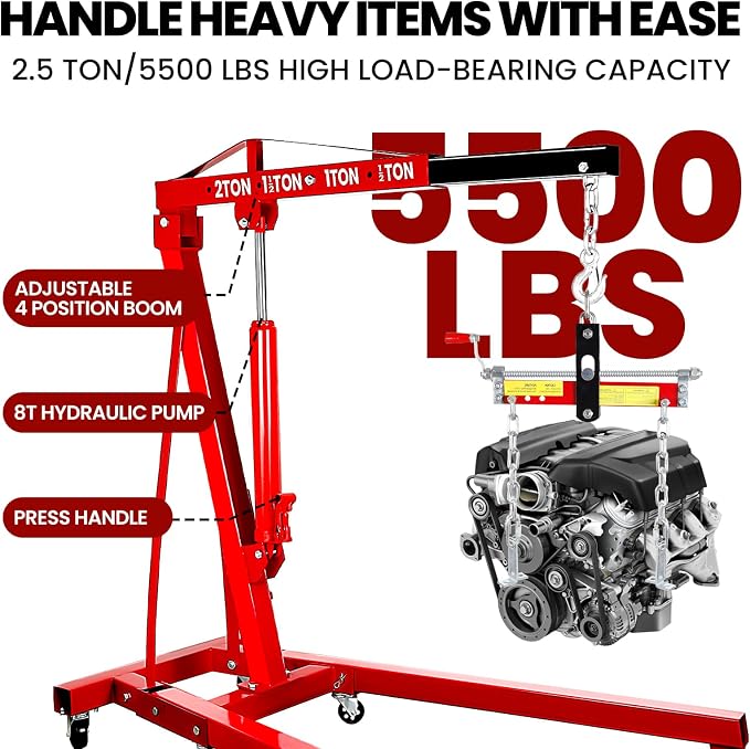 5500 Lbs Folding Engine Hoist, 2.5 Ton Engine Crane - Image 3