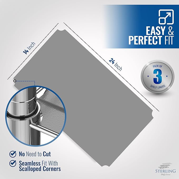 Shelf Liners for Wire Shelf System: Set of 3 in Graphite: 13.4 x 23.2 inch: - Image 2