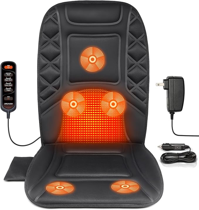 Back Massager with Heat, Heated Seat Cover Cushion with 5 Vibrating Massage by CARSHION