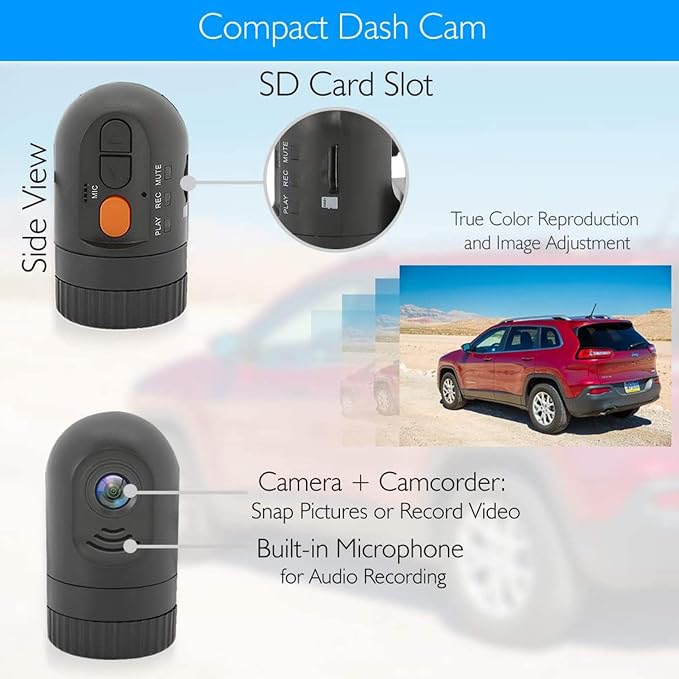 Pyle Dash Cam, Rearview Mirror Monitor, Night Vision, 7.4” LCD Screen, Backup - Image 2
