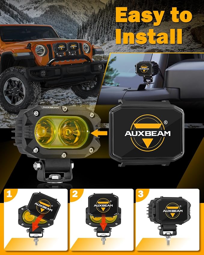 Auxbeam 4 Inch LED Pod Covers, Square Off Road Light Protective Covers - Image 4