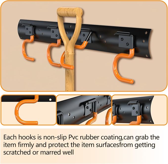 3-H 24×16" All Metal Garden Tool Organizer Wall Mount, Broom Holder Wall Mount - Image 3