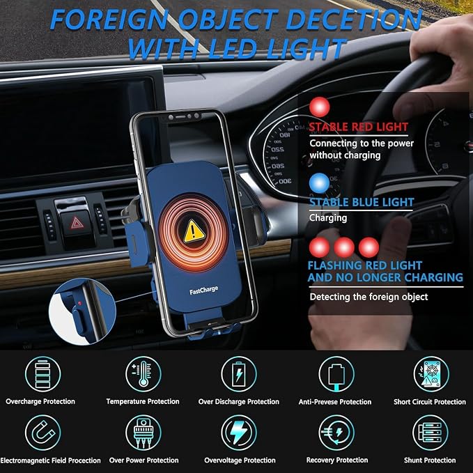 Wireless Car Charger, Fast Charging 15W Auto Clamping Car Charger Phone Holder - Image 3