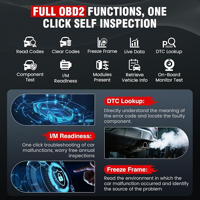 BOSSCOMM IF740 OBD2 Scanner, 4 Systems ABS/SRS/Transmission/Check Engine Code - Image 5