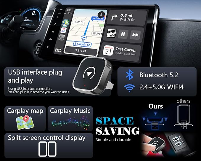 2025 Wireless CarPlay Adapter – Convert Wired to Wireless CarPlay, Mini USB - Image 4