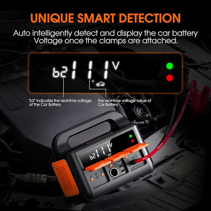 8000A LiFeMnPO4 Jump Starter for All 12V Cars, DC+PD 200W Two-Way Fast-Charging - Image 6