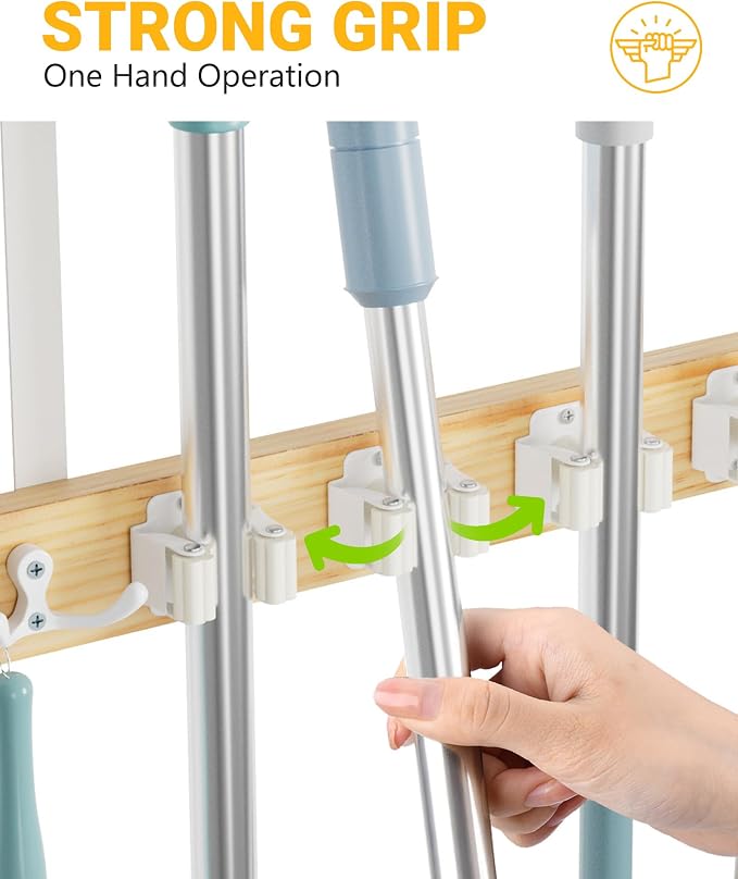Lorbro Broom Holder Door Mount, Over the Door Broom and Mop Holder - Image 5