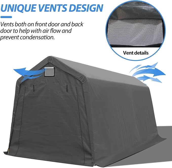 7' x 12' Outdoor Storage Shelter Shed, Portable Storage Shed Heavy Duty - Image 5