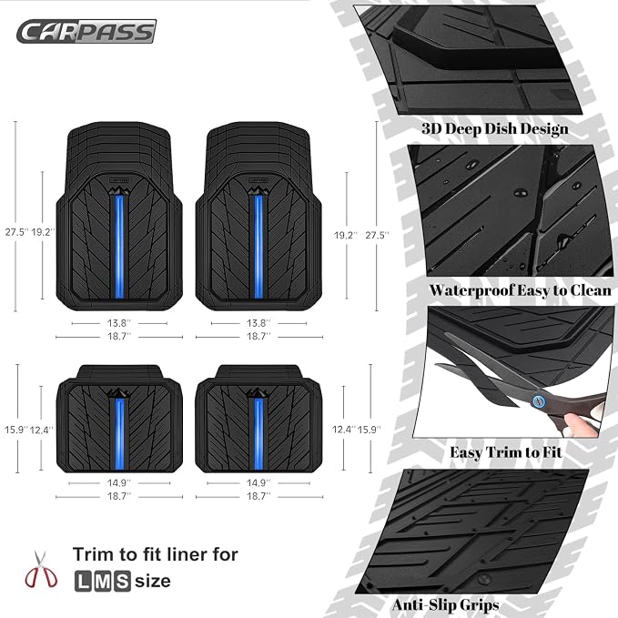 CAR PASS Metal Medium Rubber Floor Mats - Image 3