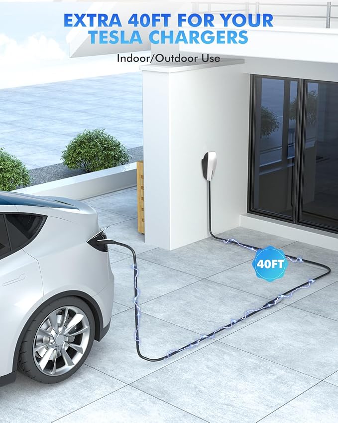 EV Charger Extension Cable for Tesla, 50Amp 40ft Up to 240V 12kW, NACS Plug EV - Image 3