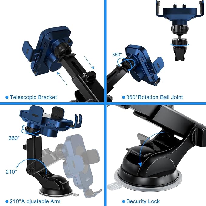 Wireless Car Charger, Fast Charging 15W Auto Clamping Car Charger Phone Holder - Image 5