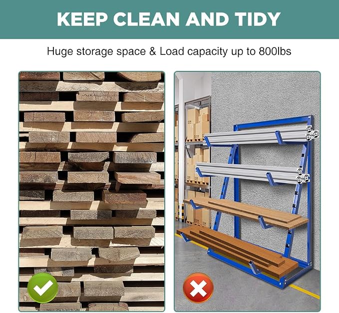 Yeeoy 4 Tier Steel Horizontal Lumber Storage Rack, Heavy Duty Pipe Organizer - Image 7