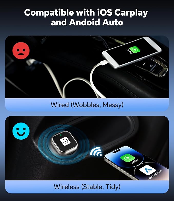 ENOMIR Wireless CarPlay Adapter 2025 Upgrade, Plug & Play CarPlay Adapter Wired - Image 5